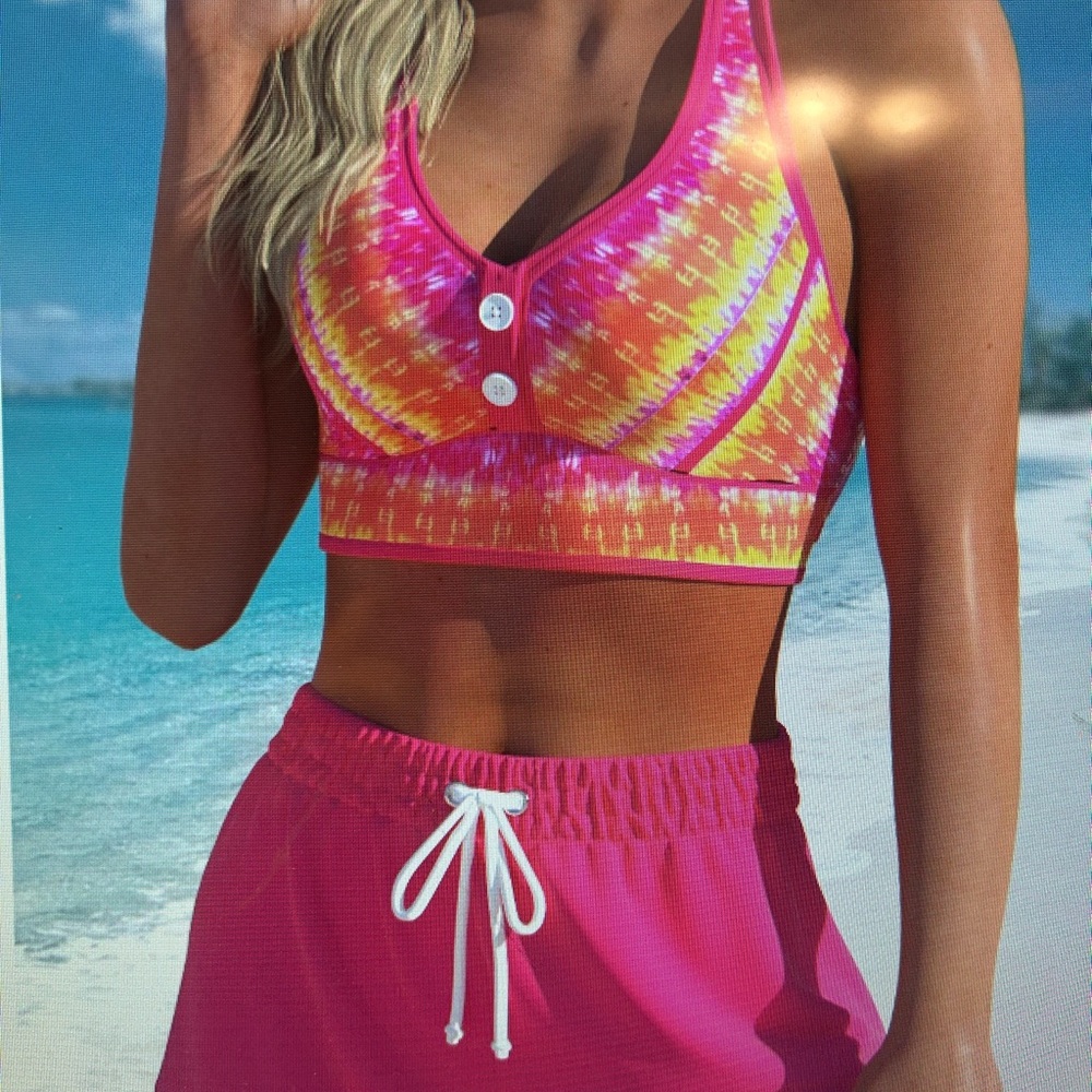 New Without Tags:  Vibrant Pink and Orange Women's Swim Set